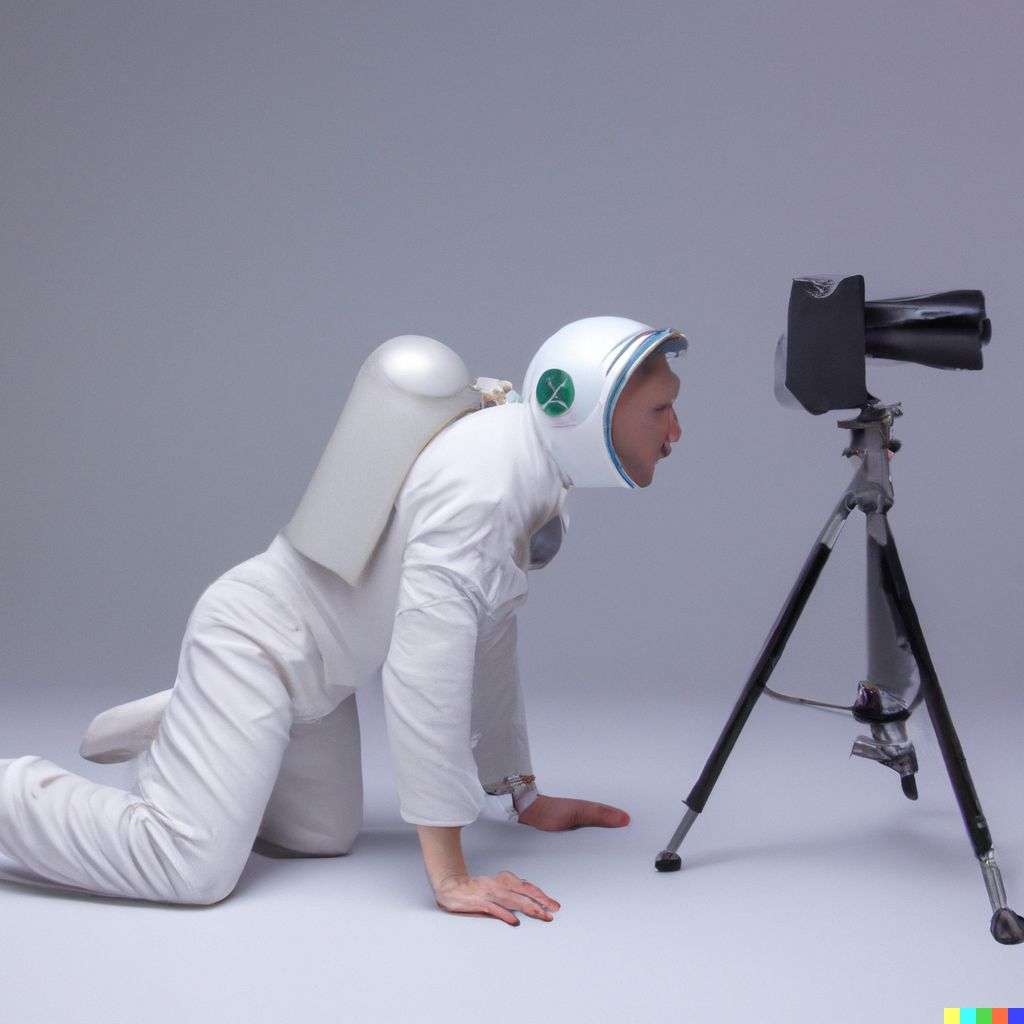 an astronaut in a professional photography studio